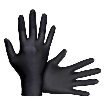 Sas Safety Raven, Disposable Gloves, 7 mil Palm, Nitrile, Powder-Free, L, 1000 PK, Black 66518